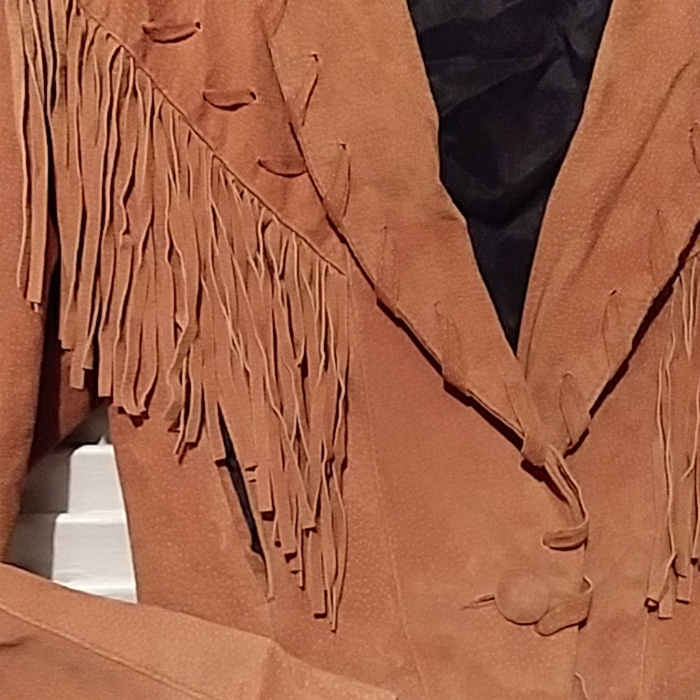 Women's Tan Suede Fringe Jacket - Picture 3 of 10